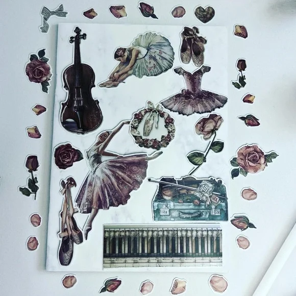 Elegant Ballet Dancer, Recital Outfits, Violin, Piano & Flowers, 34 Stickers - Picture 5 of 15